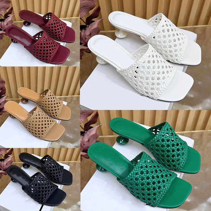 Designer Hand Knitting Sandal Womens Water Dyed Cowhide Sandals Ladies New Model Wine Glass With Slides Luxury Brand Fashion Classic Casual Shoes Si