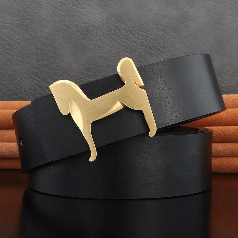 grade Stainless steel horse 38cm wide slide buckle men belts High genuine leather Waistband cowboy casual ceinture hommeT260612