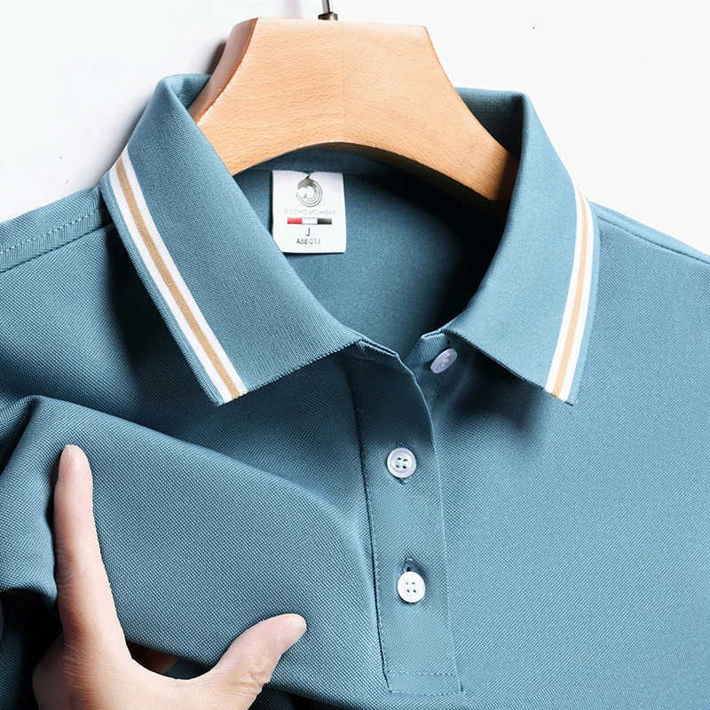 Fashion Solid Short Sleeved Mens Striped Lapel Shirt Summer Breathable Comfortable Top M260612