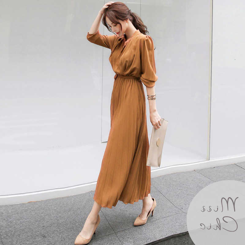 Dresses Casual Elegant Chiffon Long Slve Shirt Dress Women Belt Lace Pleated Dress Fall Clothes Strtwear S260612