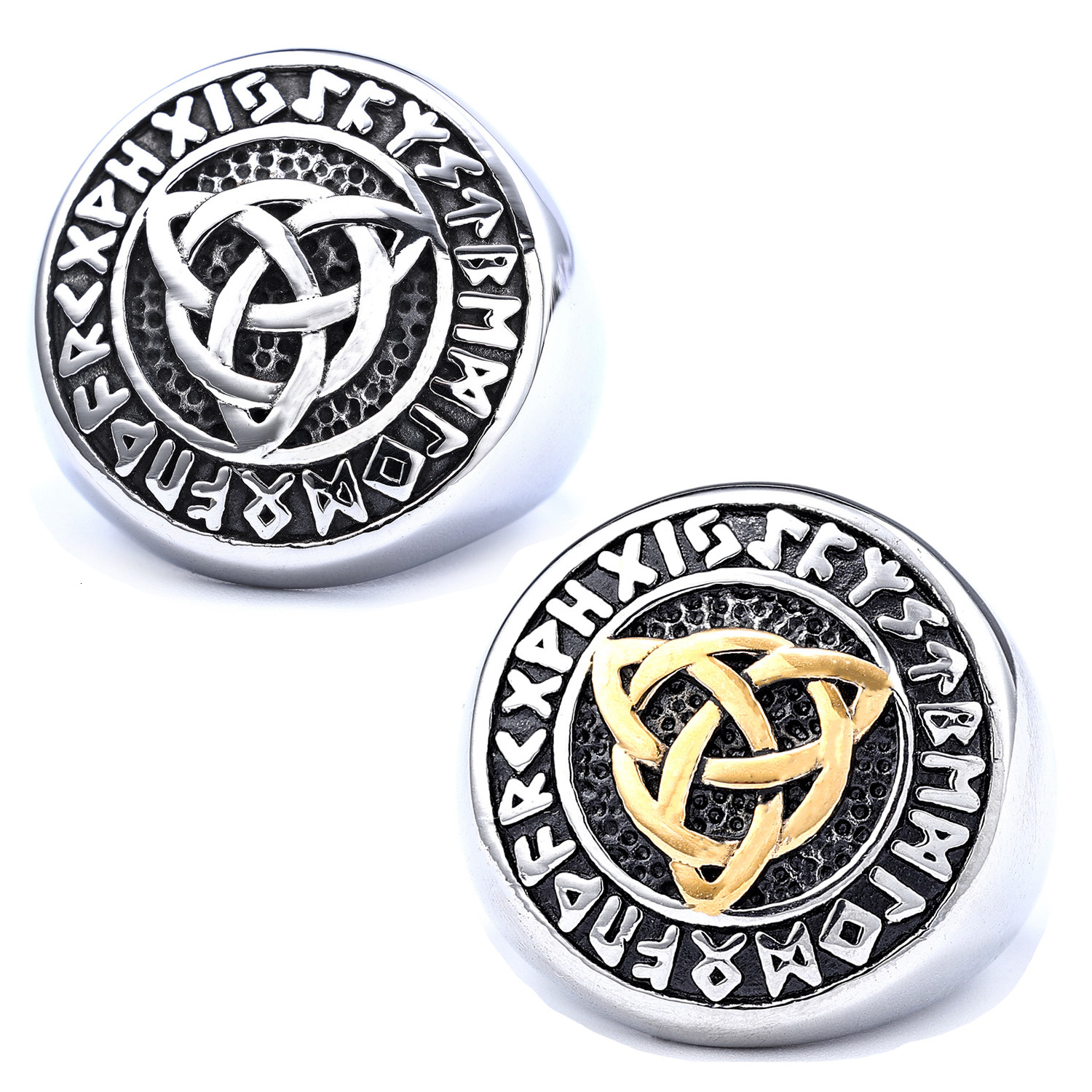 High quality Nordic best-selling personalized Viking Celtic knot design stainless steel ring, rust-proof fashion jewelry wholesale