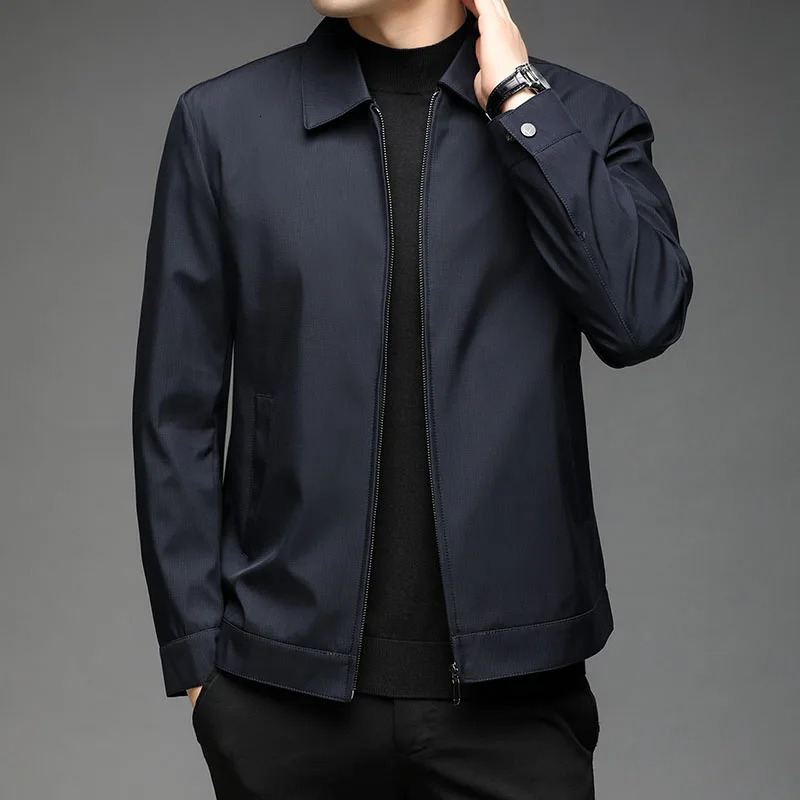 Men High Quality Fashion Business Spring Autumn Stand Collar fashion Jacket Coats Simple Solid Jackets Cloting Casual 260611