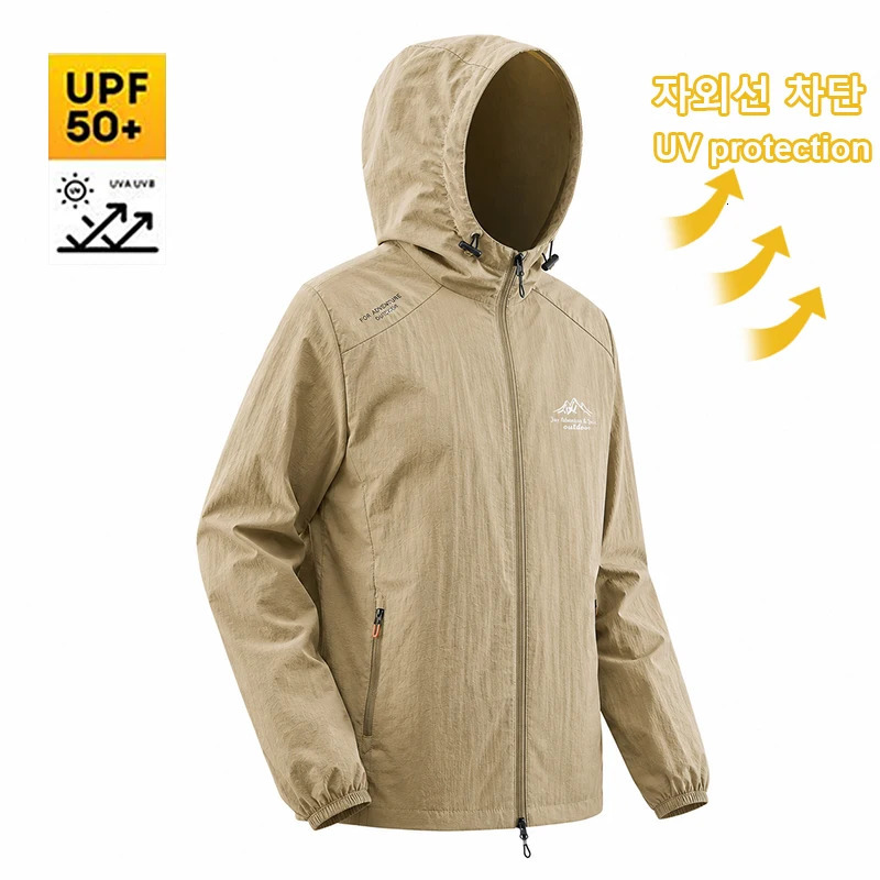 Summer Mens UPF 50 Sun Protection Jacket Lightweight Outdoor Windbreaker with Hood Breathable QuickDry for Hiking Running 260609BANJIA
