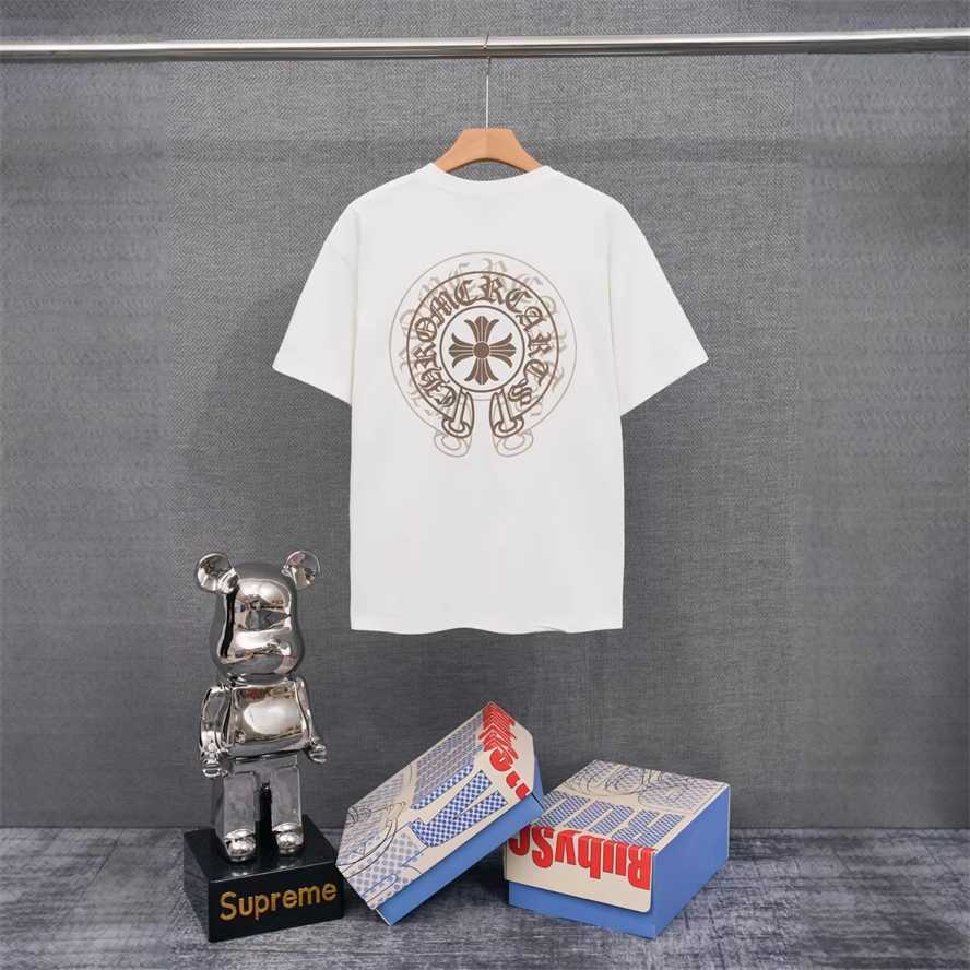 Correct version CH Chrome Summer Cross and Horseshoe Print Short Sleeve T-shirt Couple Style{category}{category}BYHF