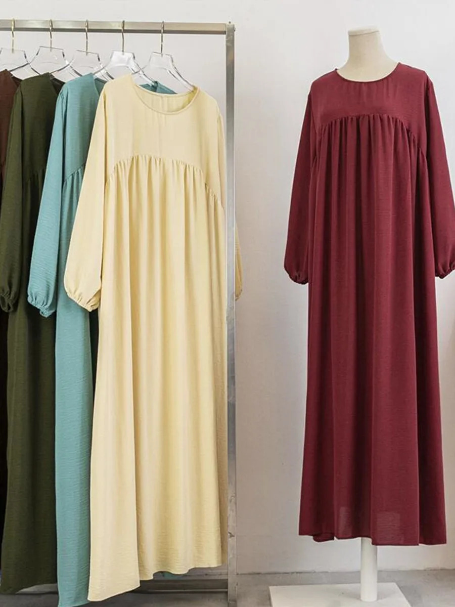 Muslim Women Dubai Abaya ka Solid Color Long Dress Modest Ramadan Robe kaftan Femme musulmane african Islam Clothing 260610