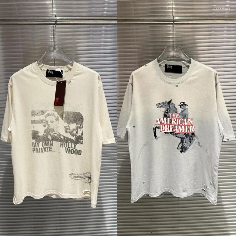 Men's T Shirts Vintage Spring Summer Paly Tshirts High Quality Hole Series Men Short Sleeve Streetwear Trendy Comfortable T-shirt
