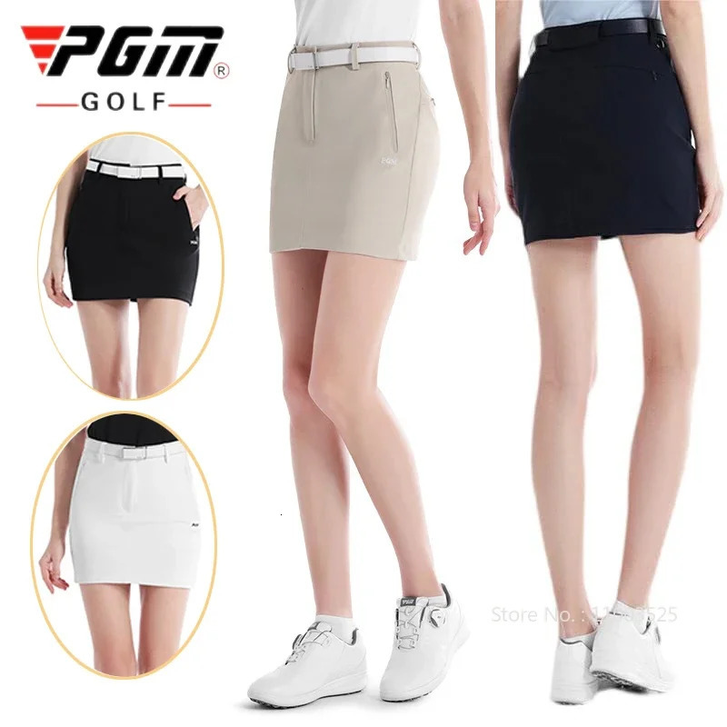 Pgm Golf Clothing Womens Short Skirt Breathable Quick Drying Sports Pencil Skirt Casual Zipper Pocket Skorts with Inner Shorts 260611