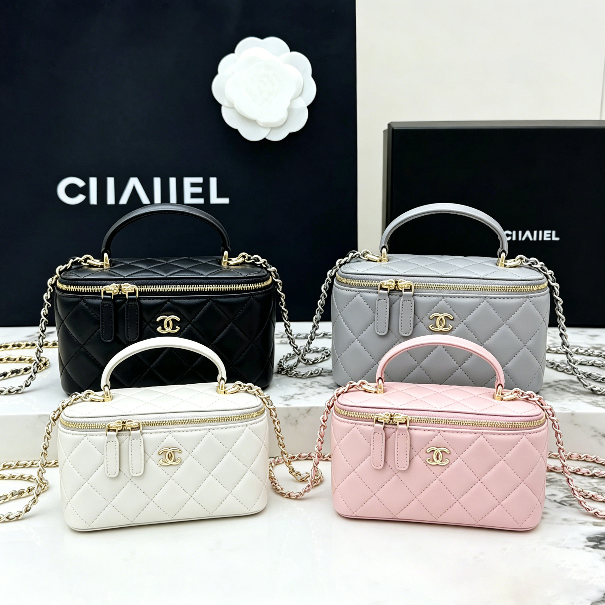 TOP designer bag makeup bag high-quality shoulder bag luxury mini black gold makeup box womens chain makeup bag multifunctional small square bag min