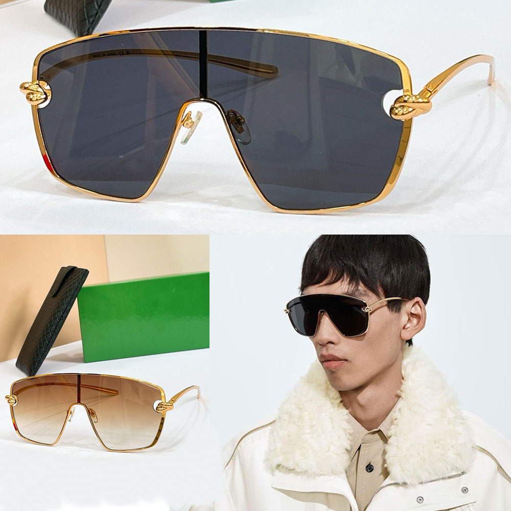 Knot Shield Sunglasses designer mens face mask sunglasses BV1515S oversized gold metal frame luxury womens sunglasses Black lenses fashion show seri