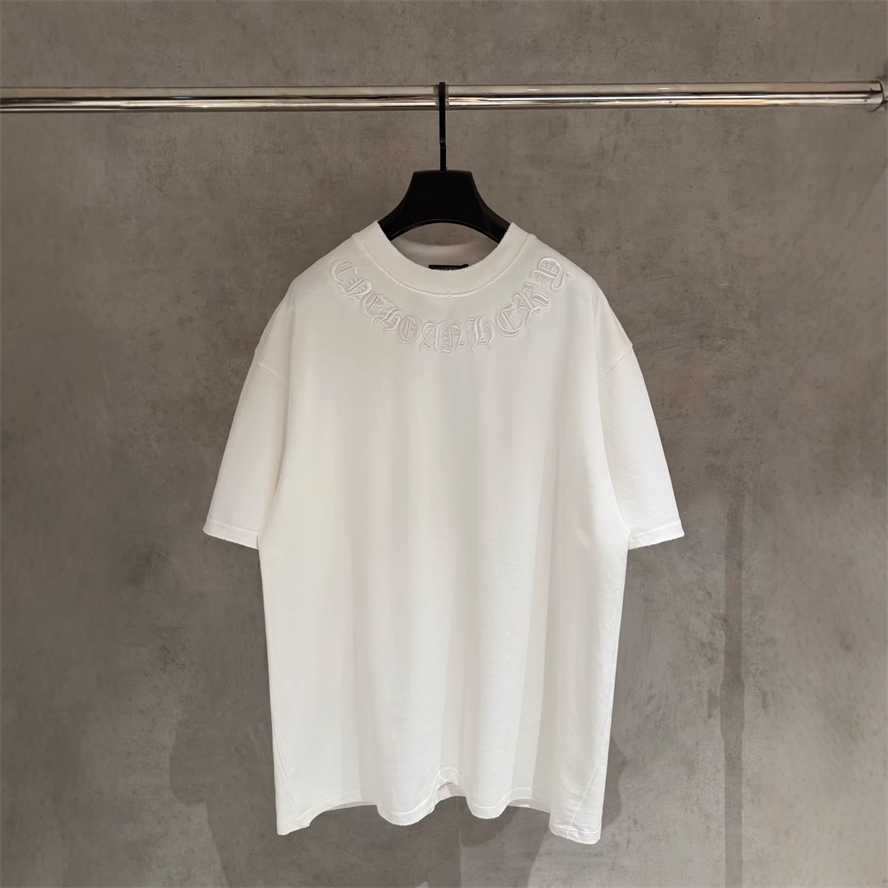 Correct version of CH Chrome Summer short-sleeve T-shirt with front and back embroidery and distressed details couples style{category}{category}6MMU