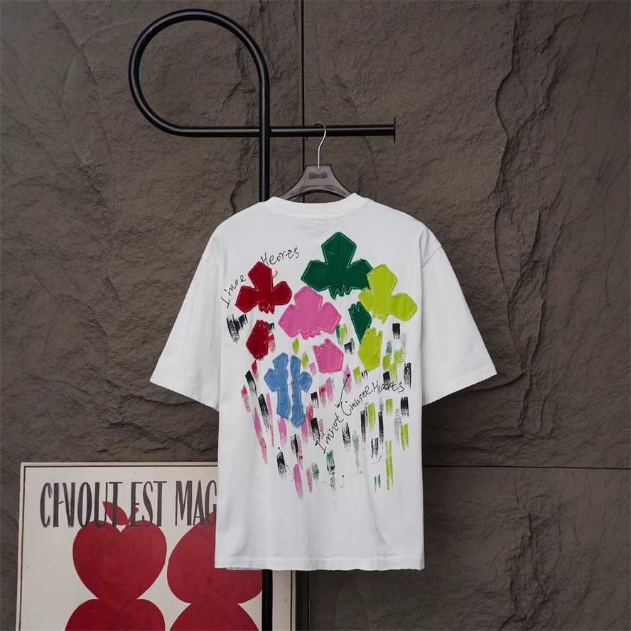 Correct version of CH Chrome Summer Laser Burnout Appliqu Embroidery Short Sleeve T-Shirt for Couples{category}{category}0O1J