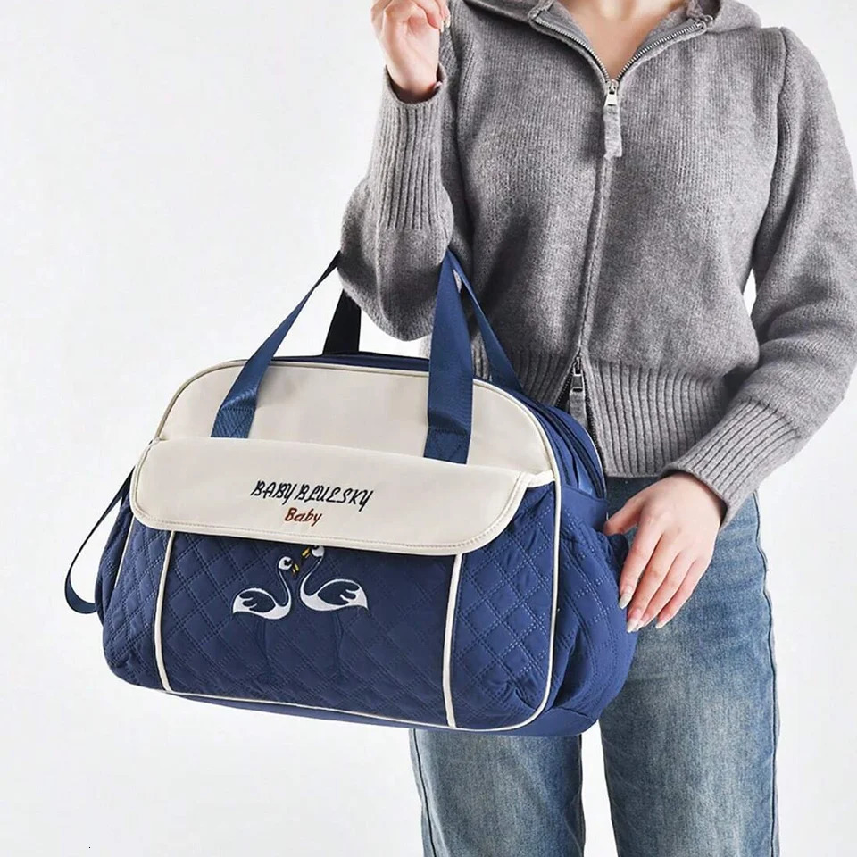 Fashionable and multifunctional one shoulder mommy bag sewing embroidery large capacity crossbody handheld diaper 260612