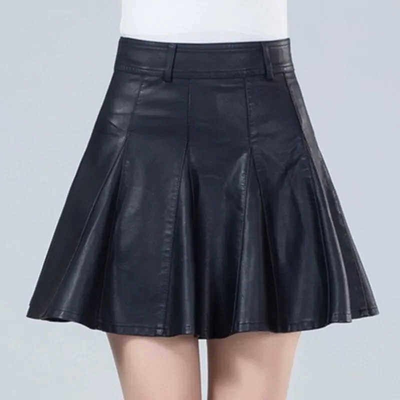 Size Woman Skirts Elegant Plus New Fashion Korean Style Genuine Real Leather Skirts High Waist Mini Skirt Womens Sexy Skirt M260612