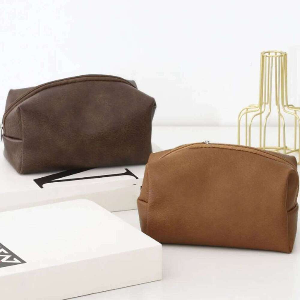 New solid-color high-end PU makeup large-capacity portable hand-held toiletries storage bag, one piece