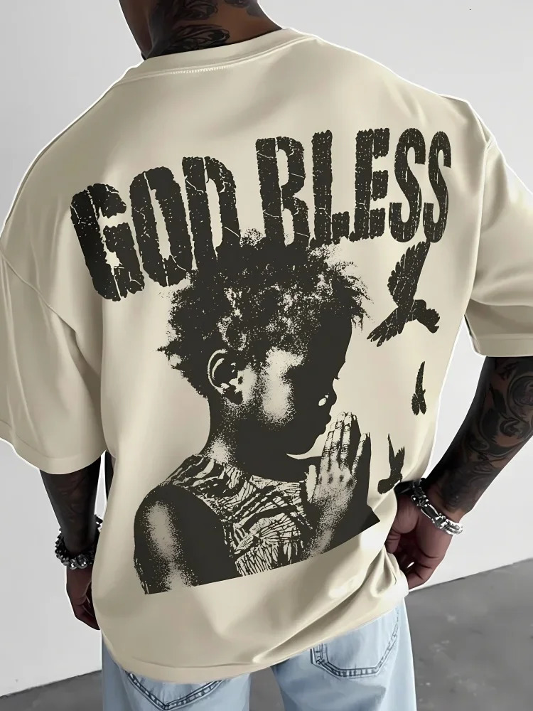 Summer Mens Tshirt Casual Overszied Fashion Comfortable Breathable Letter Pattern Printed Short Sleeve Tops 260612