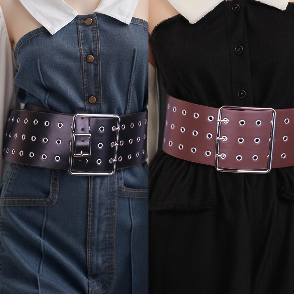 Ladies Steam Eye Corn Pin Buckle Leather Punk Rock Belts For Women Hollow out Fashion Corset Waist Decorative On Dress Coat 260612