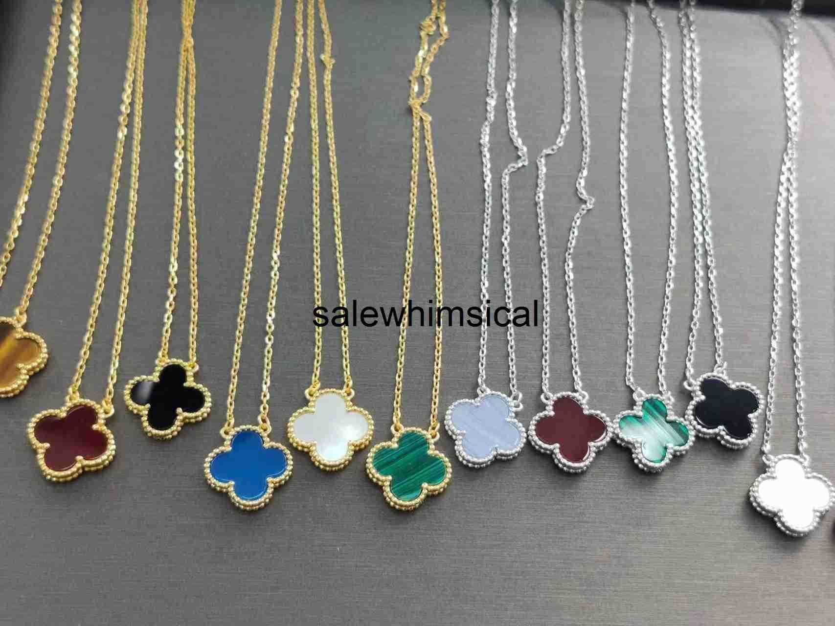 Designer Necklace S925 Silver Lucky Four-leaf Clover Necklace for Women Light Luxury Exquisite Agate Malachite Flower Pendant Valentines Day Gift CV