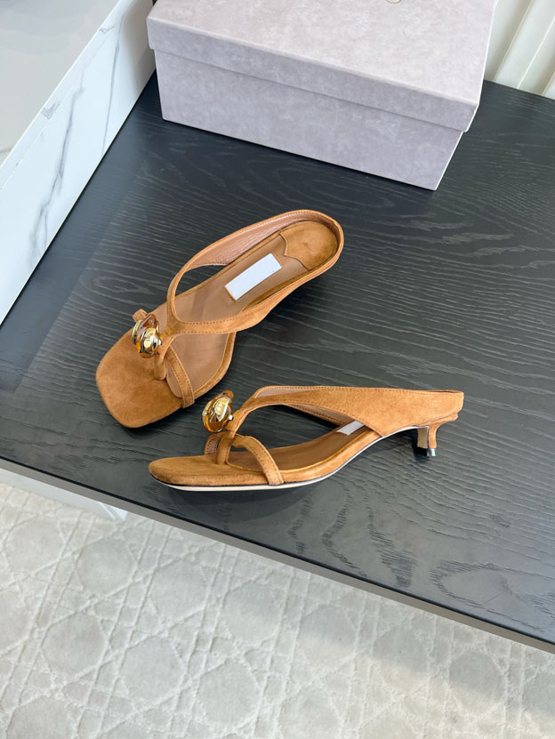 Hot selling black, brown, rose colored, women's round headed cat heel slippers, new fashionable clip toe slippers