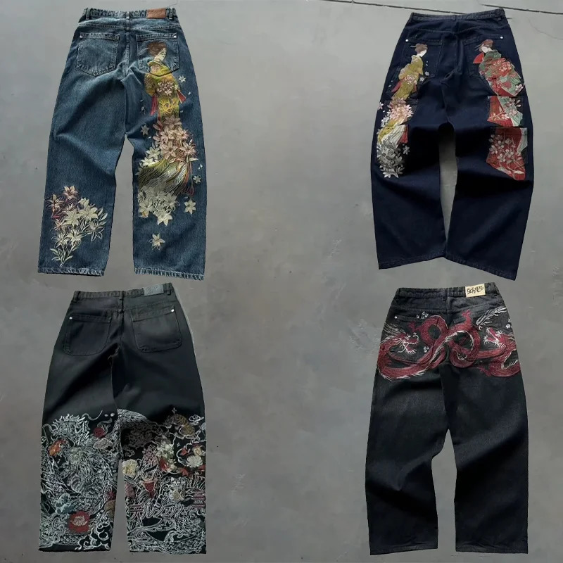 Y2K Baggy Jeans men vintage Embroidered high quality denim fabric American style jeans Gothic streetwear Hip Hop wide leg pants 260611