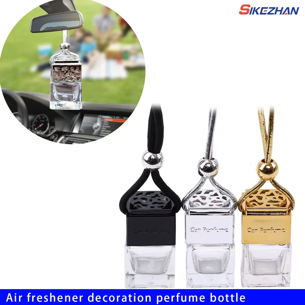 Air Freshener Ornament Perfume Bottle Pendant Essential Oils Auto Car Perfume Bottle Hanging Glass Bottle Car-styling 260610