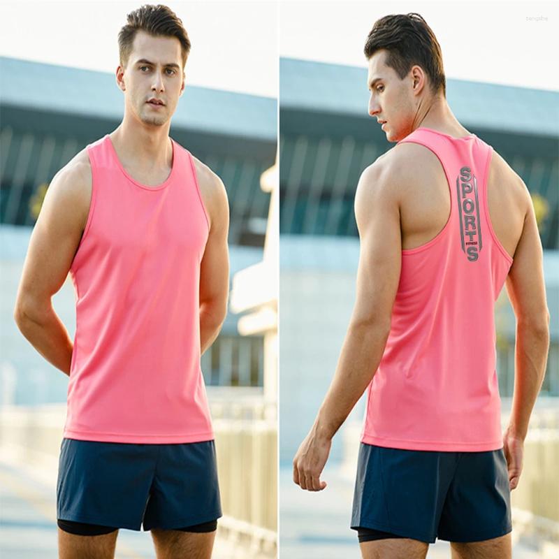 Men's Tank Tops Summer Sports Top Breathable Quick Dry Gym Workout Sleeveless Shirt Casual Running Singlet Fitness I-Shaped Vest