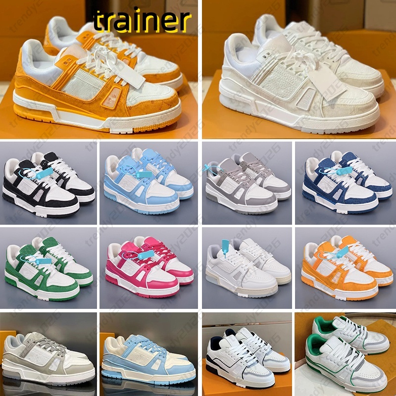 Designer Luxury designer trainers casual shoes Logo Embossed Trainer Sneaker triple white sky blue black green yellow denim low mens sneakers women