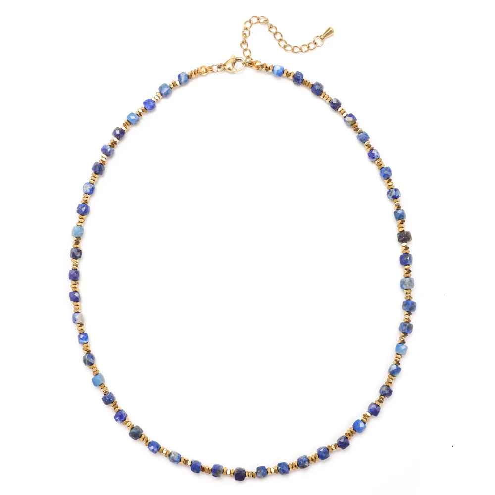 ZMZY Wholesale Minimalism French Style Retro Natural Stone Lapis Lazuli Faceted Beads Necklace Jewelry men and women gifts 260610