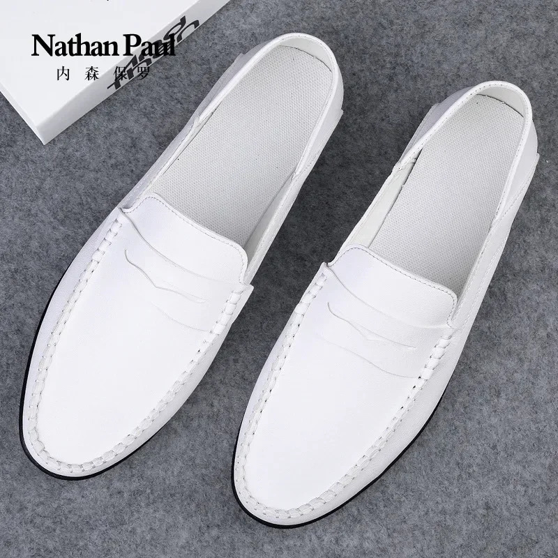 Summer mens casual leather shoes spot crossborder large size trend fashion soft bean lowtop 260611