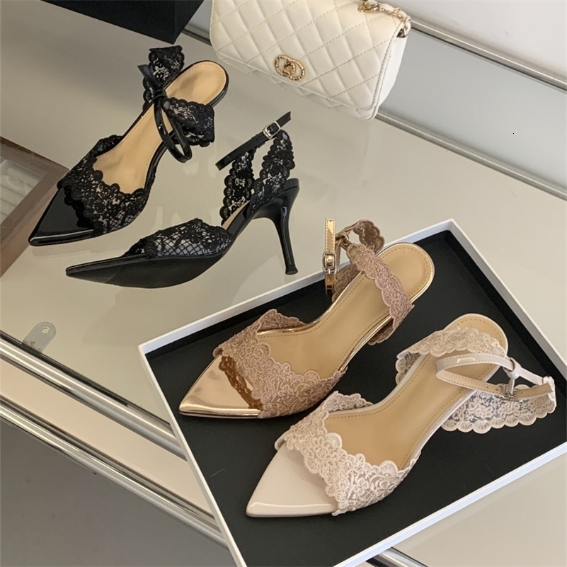 2026 Summer Women Lace High Heel Sandals Open Toe Slingback Strap Shoes Ladies Elegant Party Wedding Pumps Sandalias Mujer 260612