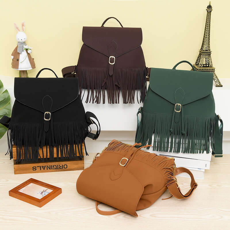 2026 European & Korean Style Women Backpack, Genuine Leather Suede Tassel Niche Casual Fashion Ladies Rucksack