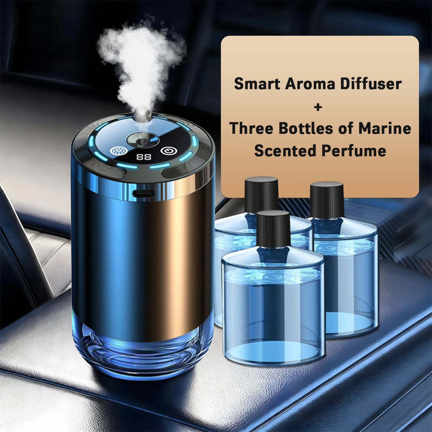 Car Diffuser Humidifier 5 Modes Car Humidifier Aroma Diffusers Car Air Freshener USB Aroma Essential Oil Air Freshener USB Cool Mist Mini Portable D