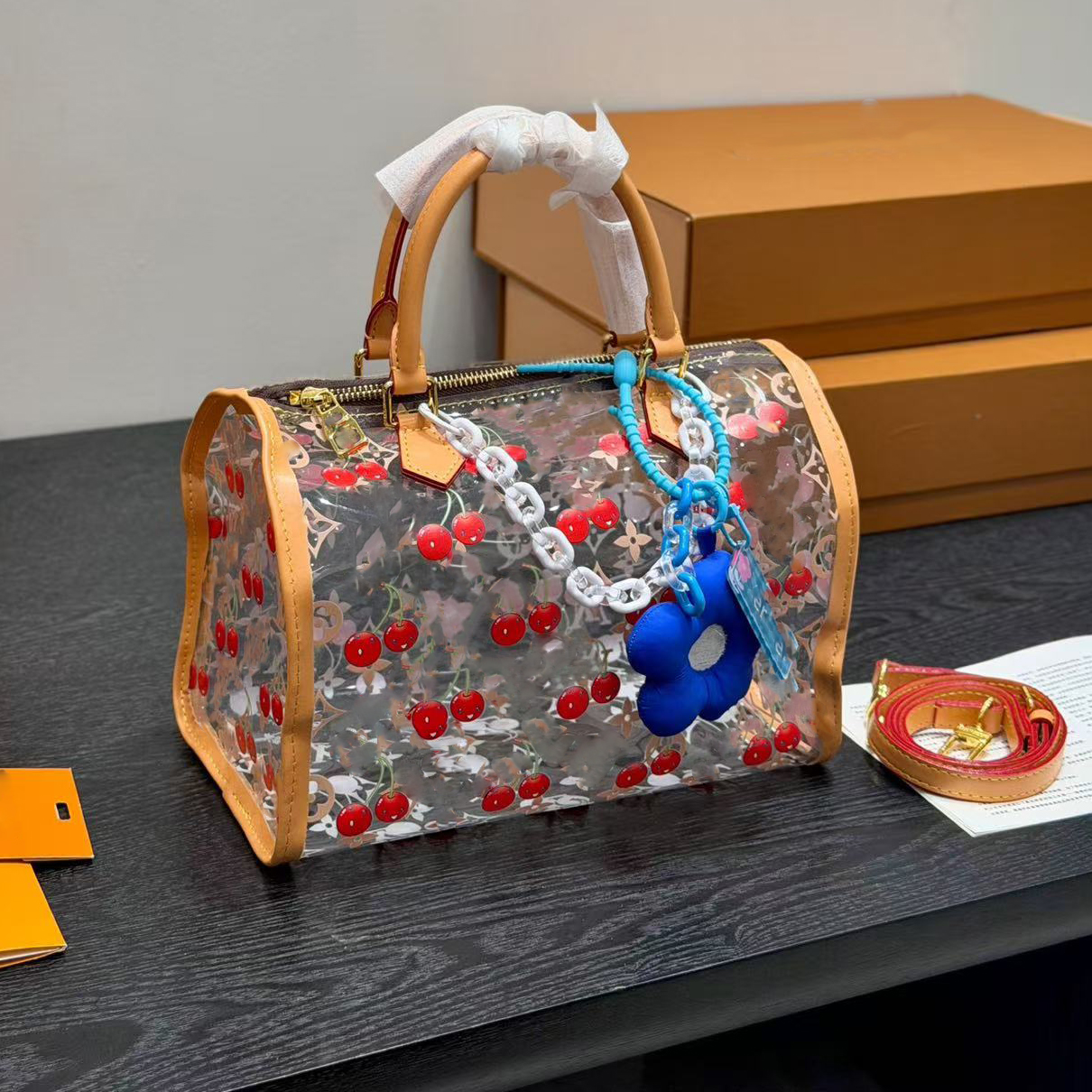Impression Jelly Bag Sac fourre-tout transparent Designer Takashi Murakami Sac à main classique clair Femme Épaule Totes Bandoulière Shopping Sac