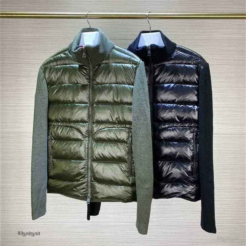 Winter Men Fashion Down Jackets Wool Knitted and 90 White Duck Down Padding Patchwork Zipper up Cardigan Man Autumn Coats 211129 Q260612