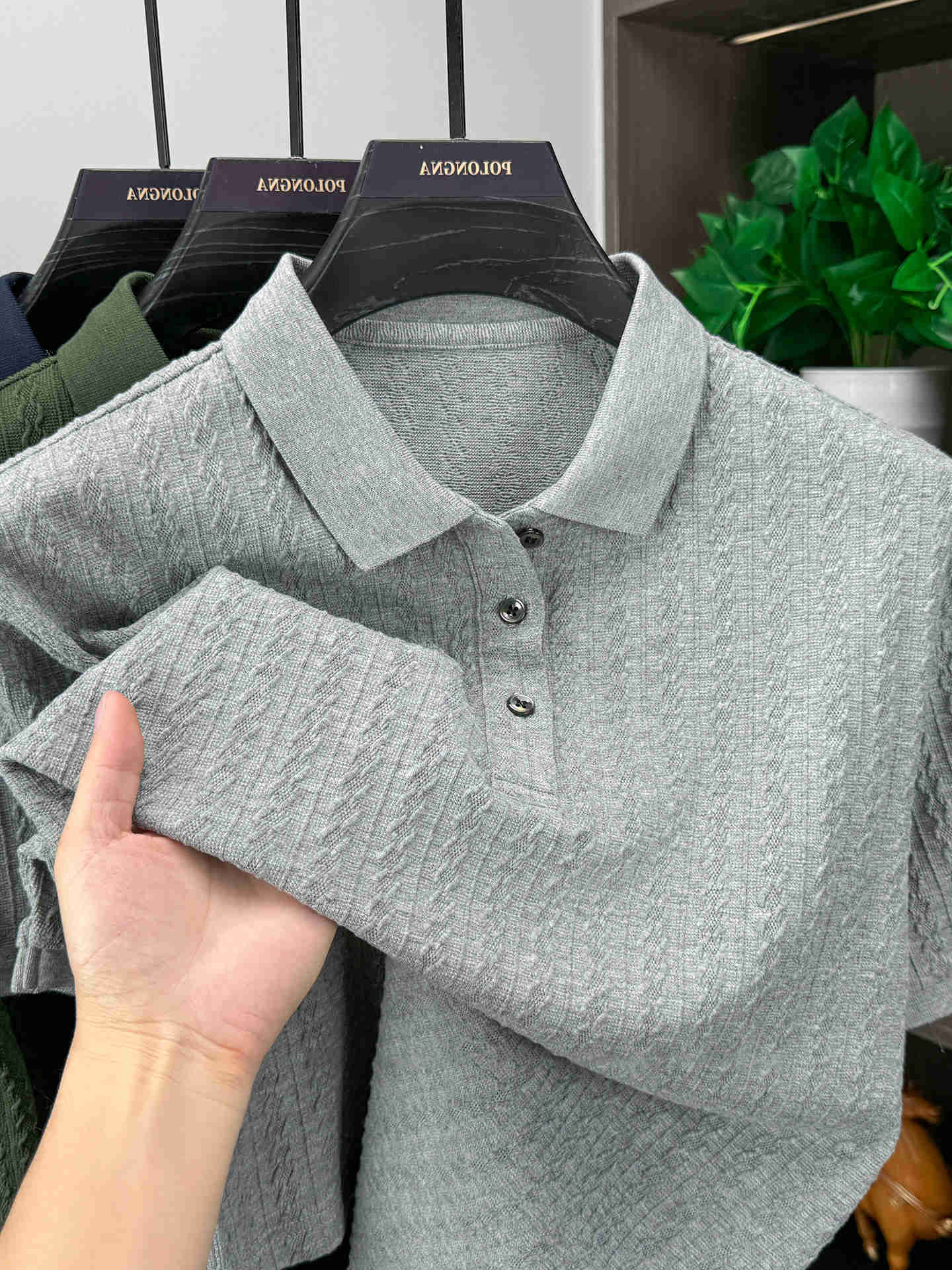 sleeve knitted short shirt mens new fashion jacquard solid color casual summer soft breathable lapel T-shirt M260612