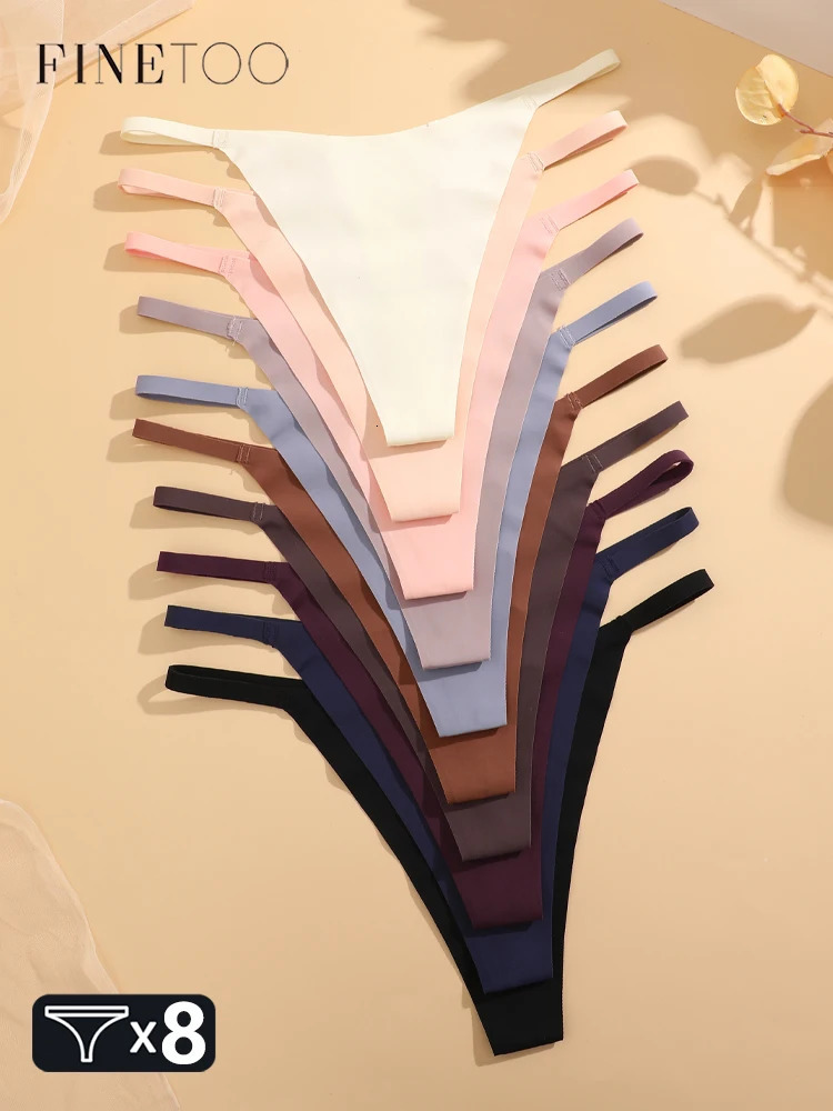 8Pcs Ice Silk Underwear Women Sexy Seamless Thin Belt Panties Female Stretchy Thongs Girls Breathable G-String Sports Lingerie 260611