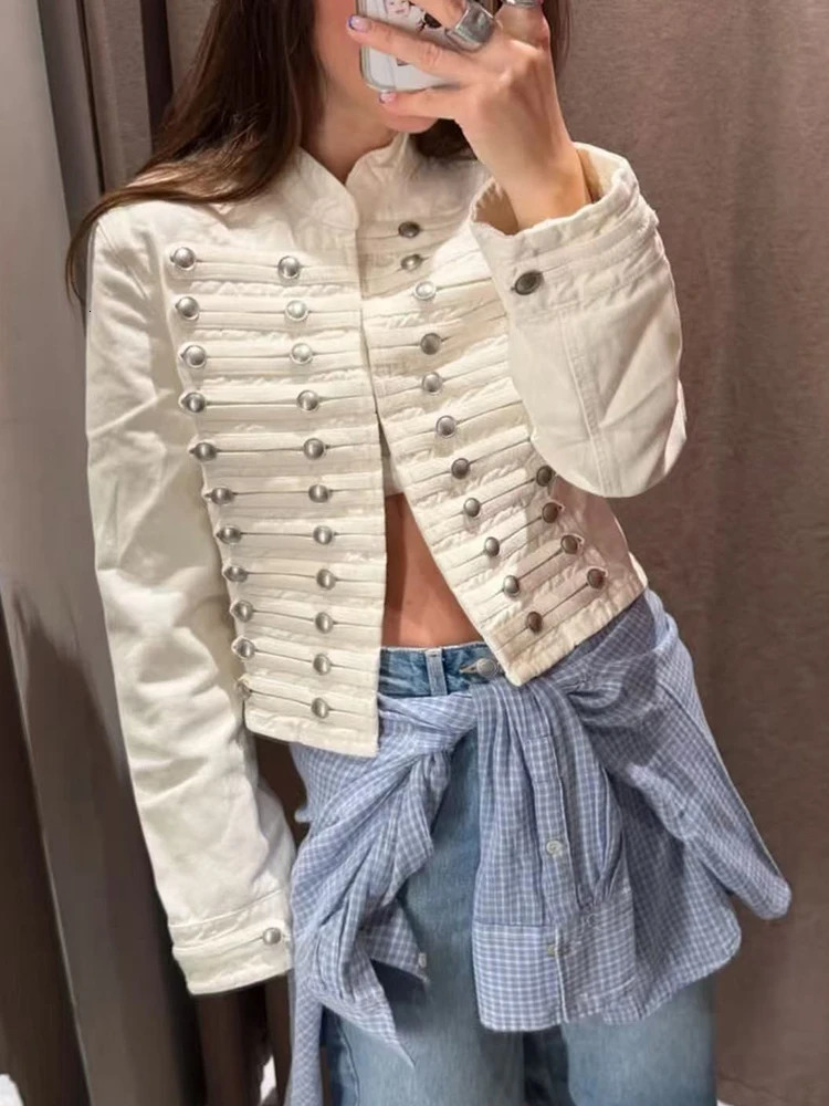 Vintage Denim Jacket For Women Solid Round Neck Slim Fit Short Jackets 2026 Spring Lady Daily High Street Outerwears 260609
