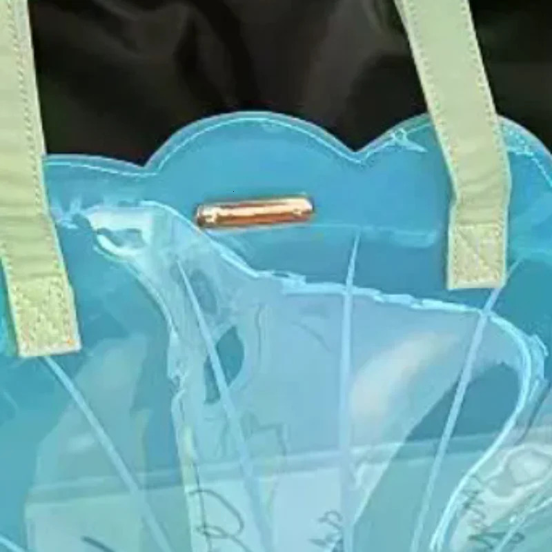 Korean Fashion PVC Shell Shoulder Bag Ins Style Girly Blue Transparent Handbag Female Waterproof Portable Tote Bags 260612