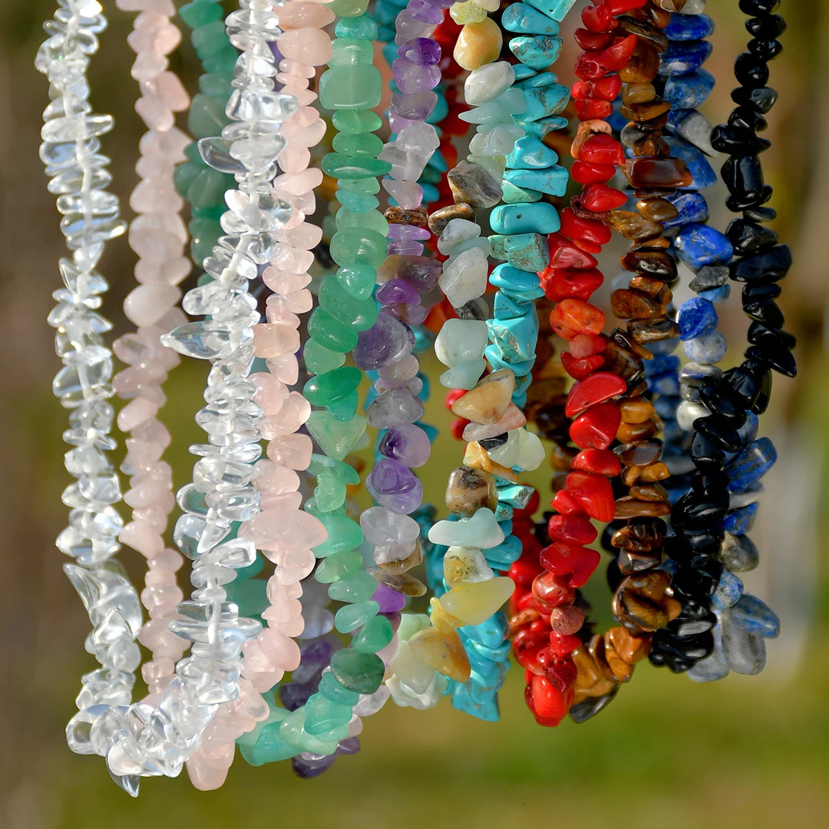 Natural Irregular Stone Crystal Necklace Bohemian Spring/Summer Beach Style 260610