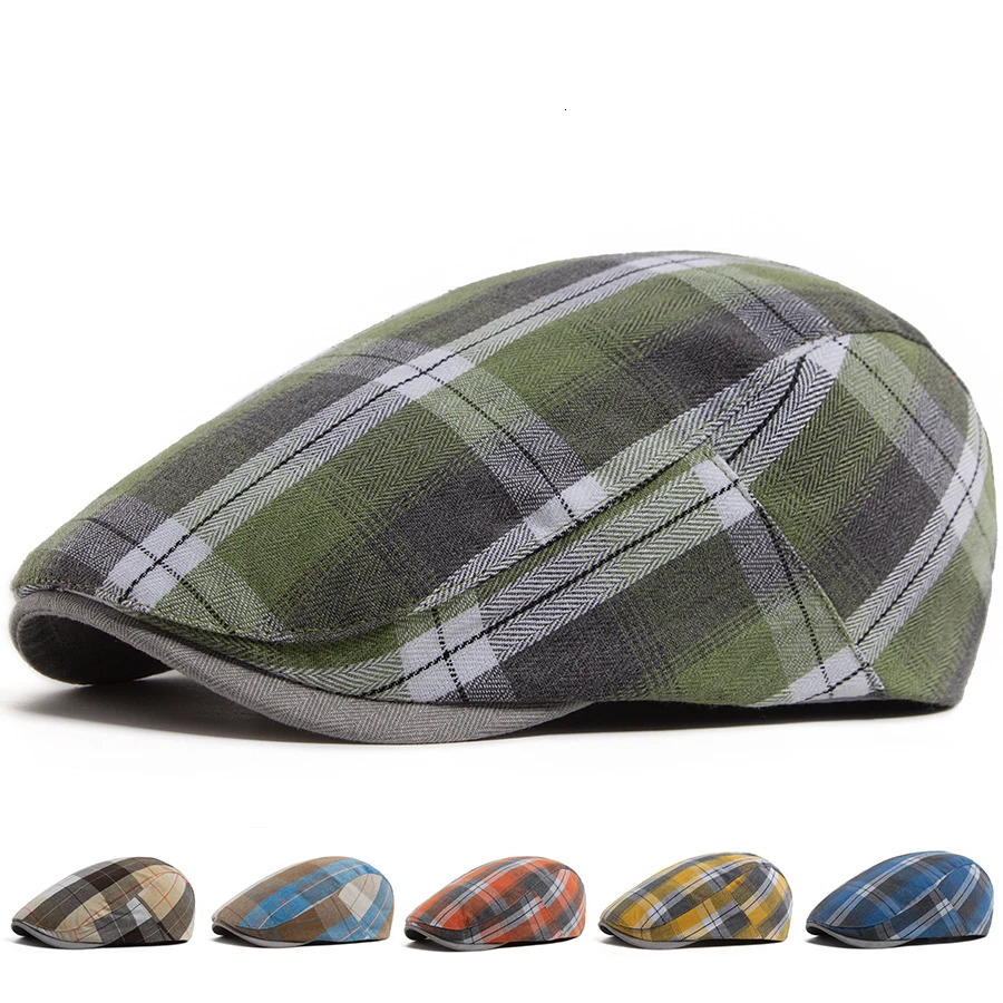 Summer Plaid Thin Beret Women Men Fashion Vintage Visor Hat Casual Female sboy Caps Retro Flat Cap For Spring Autumn 260610