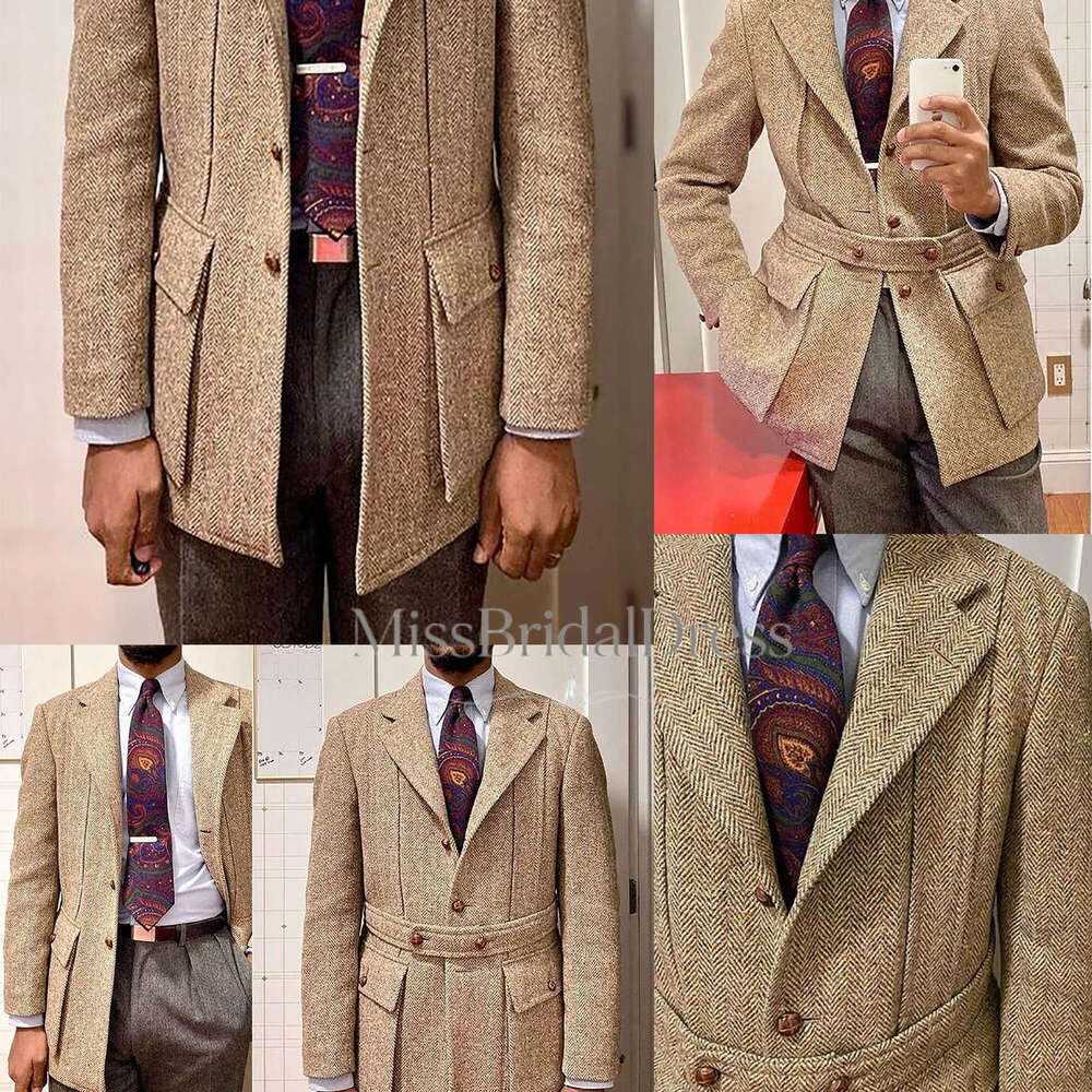Casual Mens Blazer Jackets Coats For Men Peaked Lapel Classical Party Wedding Suits Blazers Designer Single Row Buckle Sashes High Quality Cheap Pro