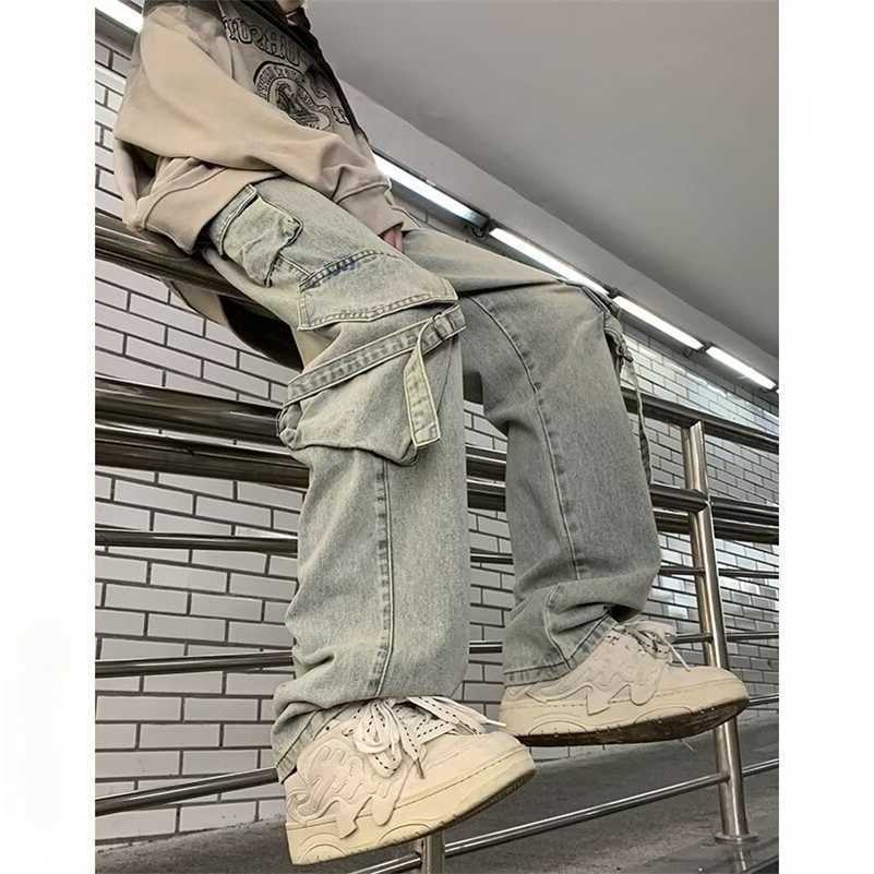 Pantalones Hombre Y2k Jeans Primavera American Retro Baggy Jeans Lavado De Pierna Ancha Pantalones Cargo Rectos Pantalones De Mezclilla S260612