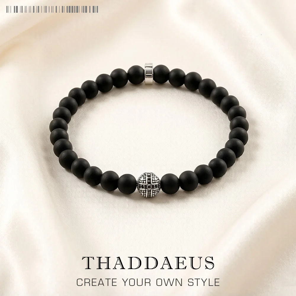 Matte Black Obsidian Karma Bracelets Cross Bead 925 Sterling Silver Europe Style Fashion Jewelry Gift 260611