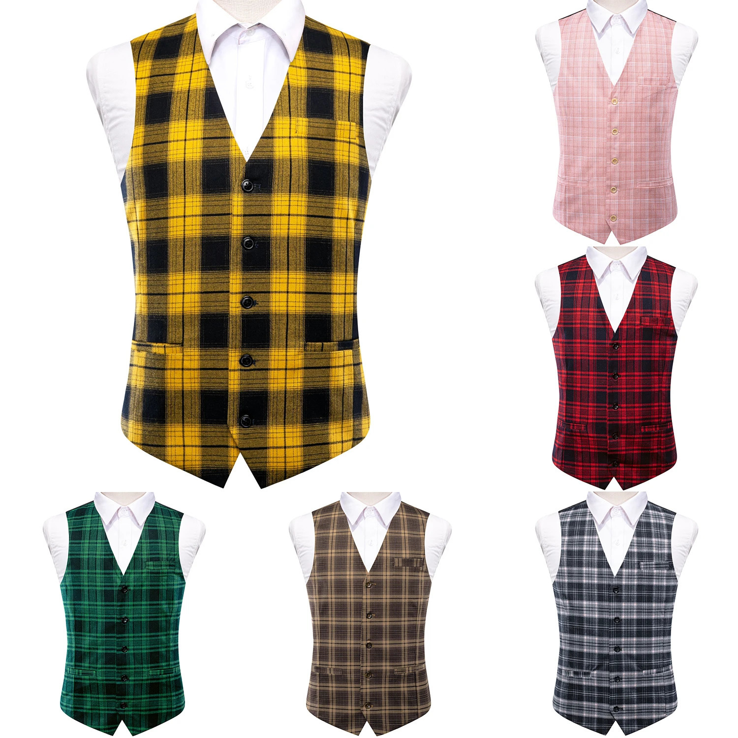HiTie Jacquard Viscose Mens Vest Striped Waistcoat Sleeveless Jacket Wedding Business Silver Gold Blue Yellow Green Red Pink 260611