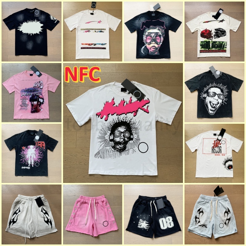 Mens Designer Tshirt Graphic Tee Womens Washed Balck Basic Hiphop Street Tshirts With NFC Scan Splash Letter T-shirts Clothes Printing colorful mens