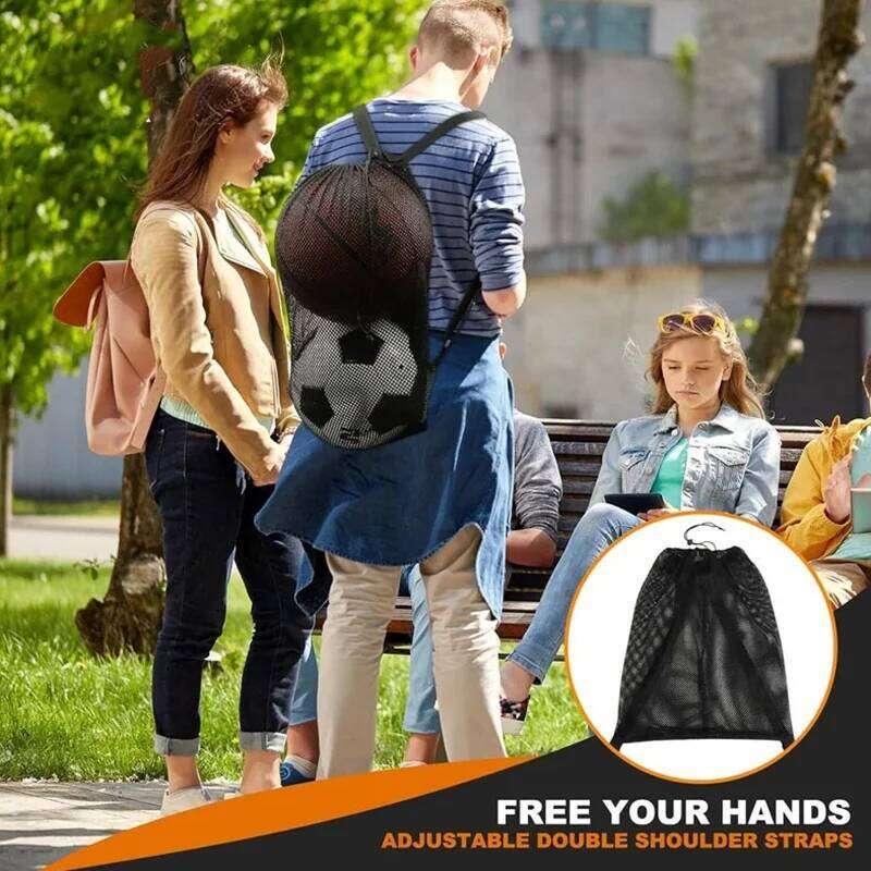 Drawstring backpack, basketball net bag, outdoor sports storage, shoulder drawstring opening storage ball bag