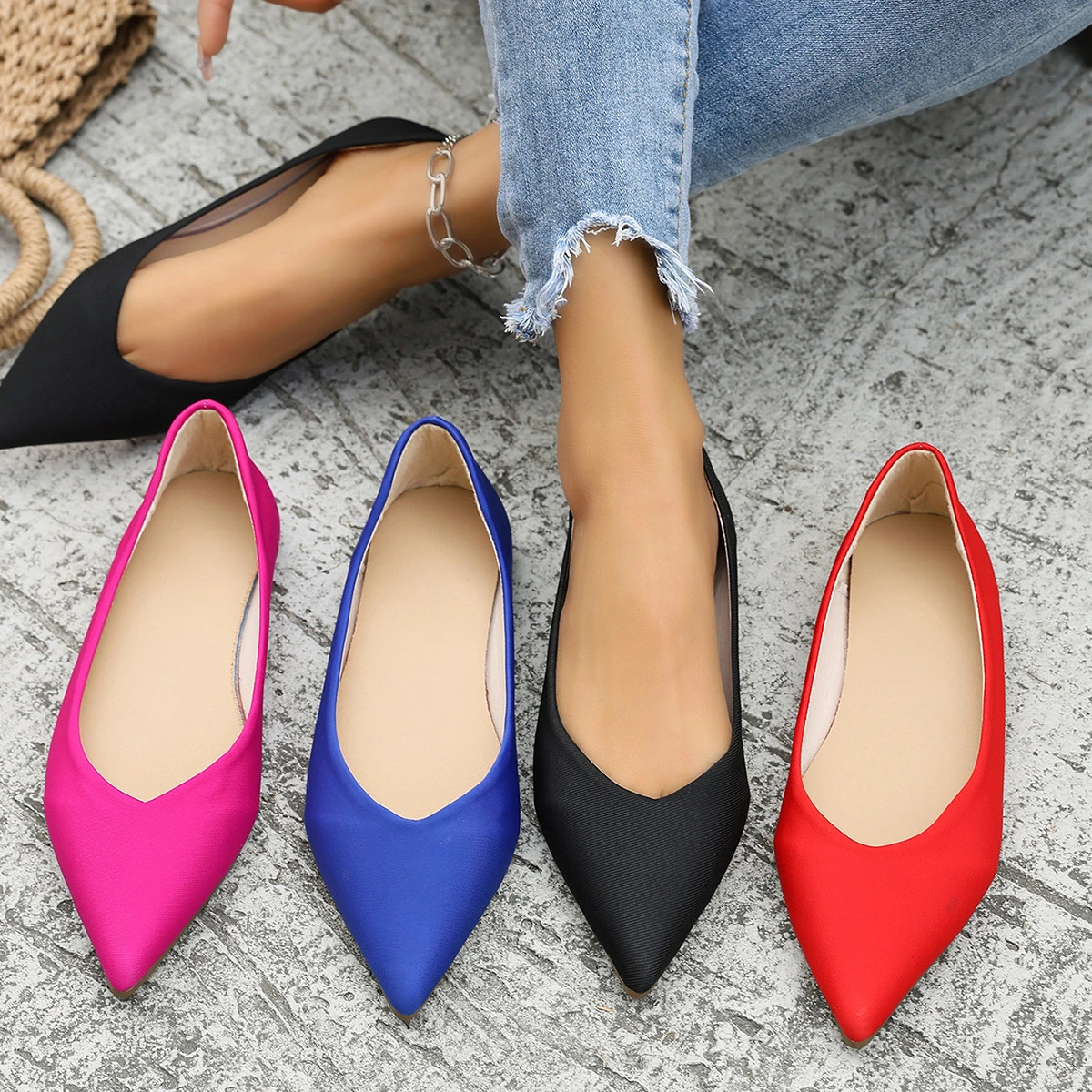 2026 Summer Womens Ballet Loafers Elegant ner Party Pointed Toe Comfortable Flat Shoes Casual 260611BJ