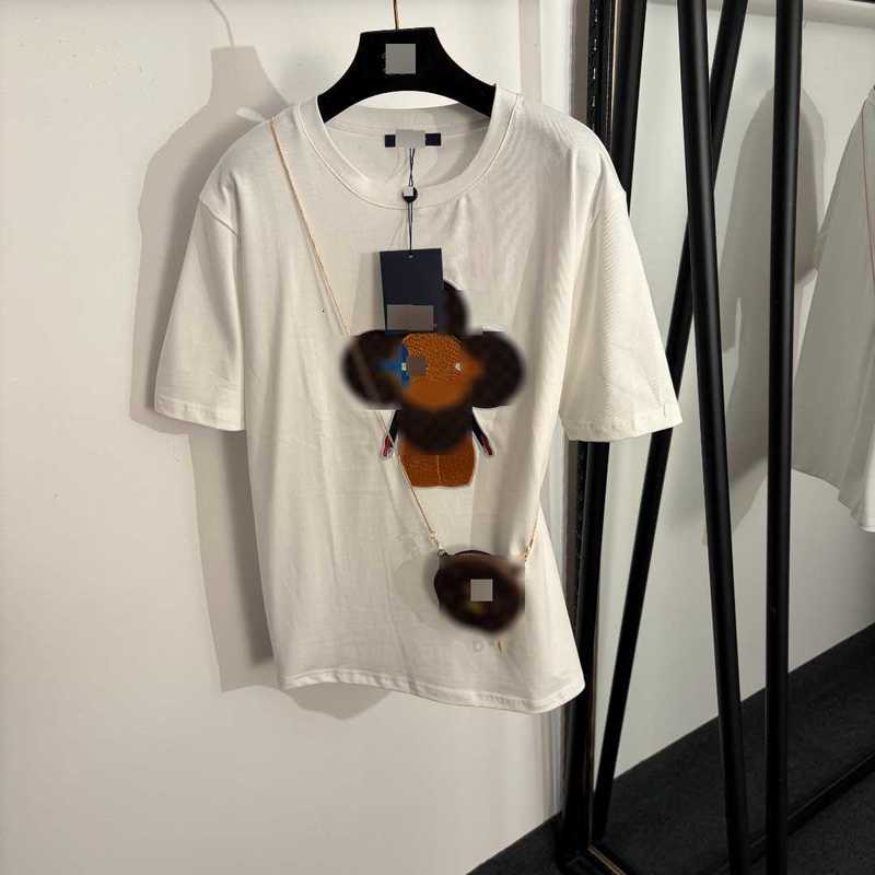 designer Women's T-Shirt tees High-End New Model Classic Monogram Embroidered Pure Cotton Short-Sleeve T shirt Chain Bag