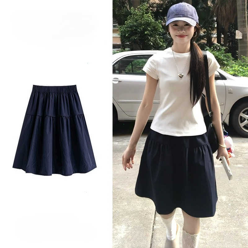 Women Short Skirt Tibetan Blue Summer Thin New Small A-Line Half-length Sports Skirt High Waist Polyester Fiber A-Line Skirt M260612