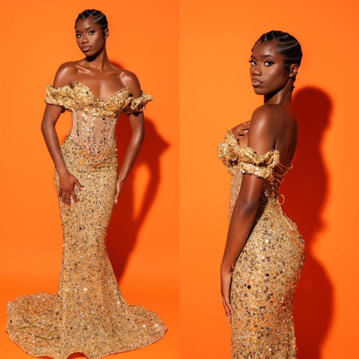 Simple Evening Dresses Sequins Mermaid Prom Dress Off the Shoulder Backless Slim Fit Customized Party Gown Vestidos De Noche Plus Size