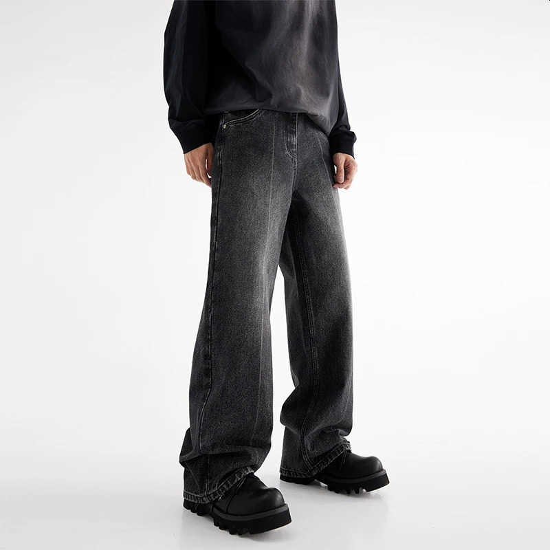 Winter Autumn Mens 88 Cotton Baggy Jeans High Strt Straight Wide Legs Casual Denim Trousers Quty Clothing S260612